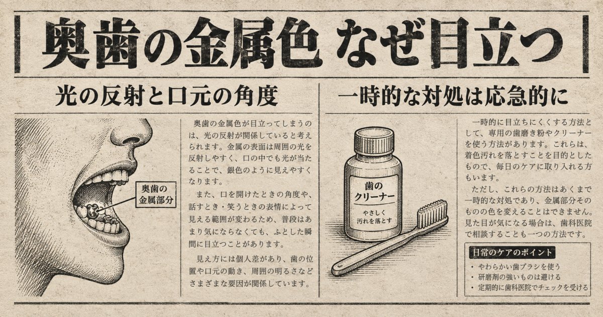 銀歯が目立つ原因と気になる場面別の応急的な対処法