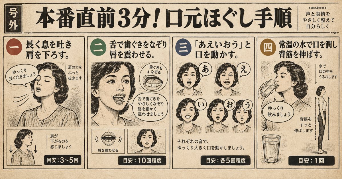 説明会の直前、数分でできる口元のほぐし方は？